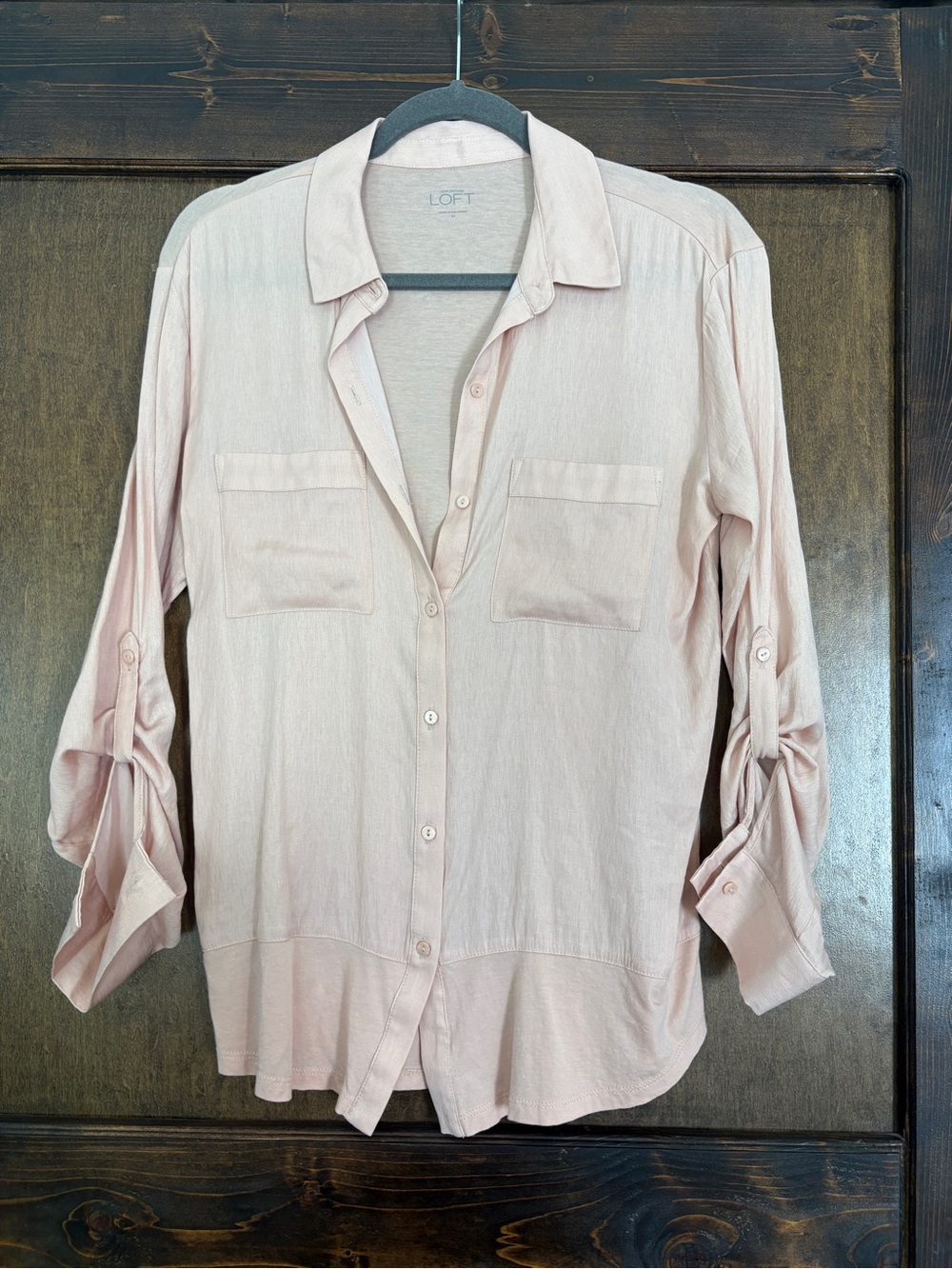 LOFT Pale Pink Casual Button-Down Shirt